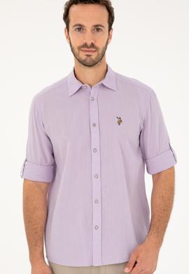 Erkek Lila Uzun Kollu Basic Gömlek - 50284297140