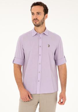 Erkek Lila Uzun Kollu Basic Gömlek - 50284297140