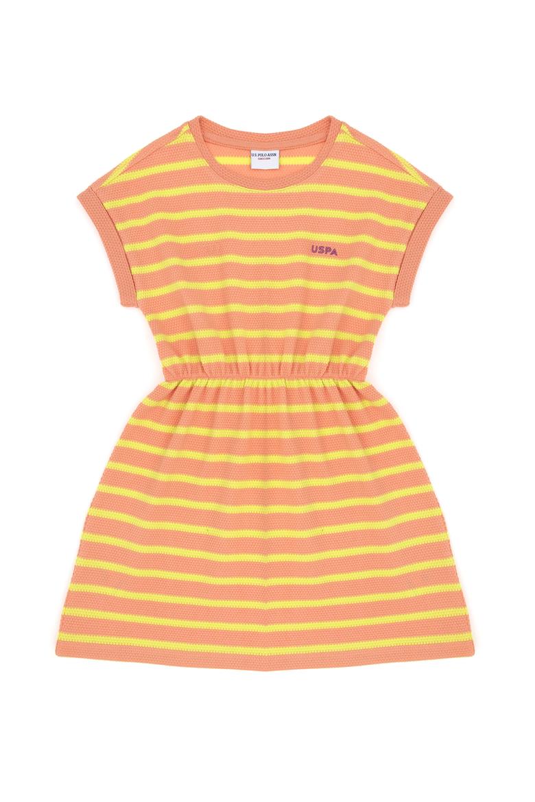 Kız Çocuk Somon Kolsuz Örme Elbise