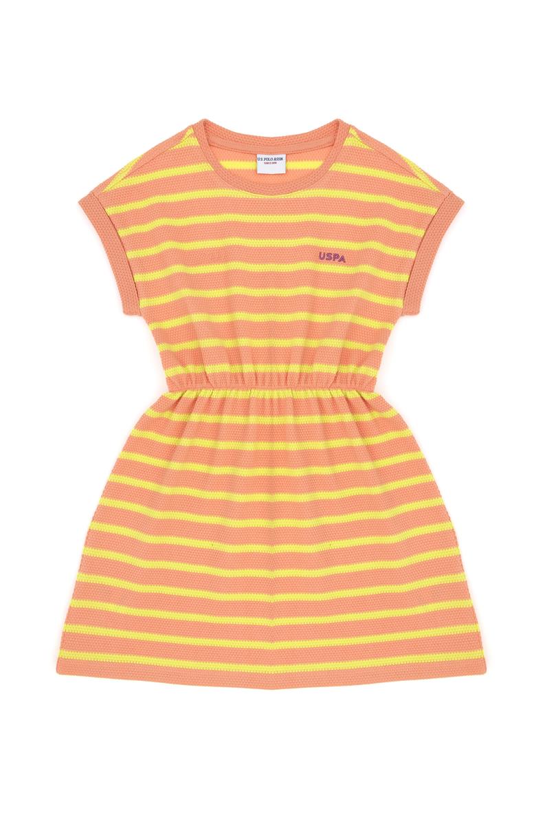 Kız Çocuk Somon Kolsuz Örme Elbise