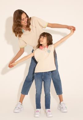 Kız Çocuk Krem Polo Yaka Tişört - 50288435033