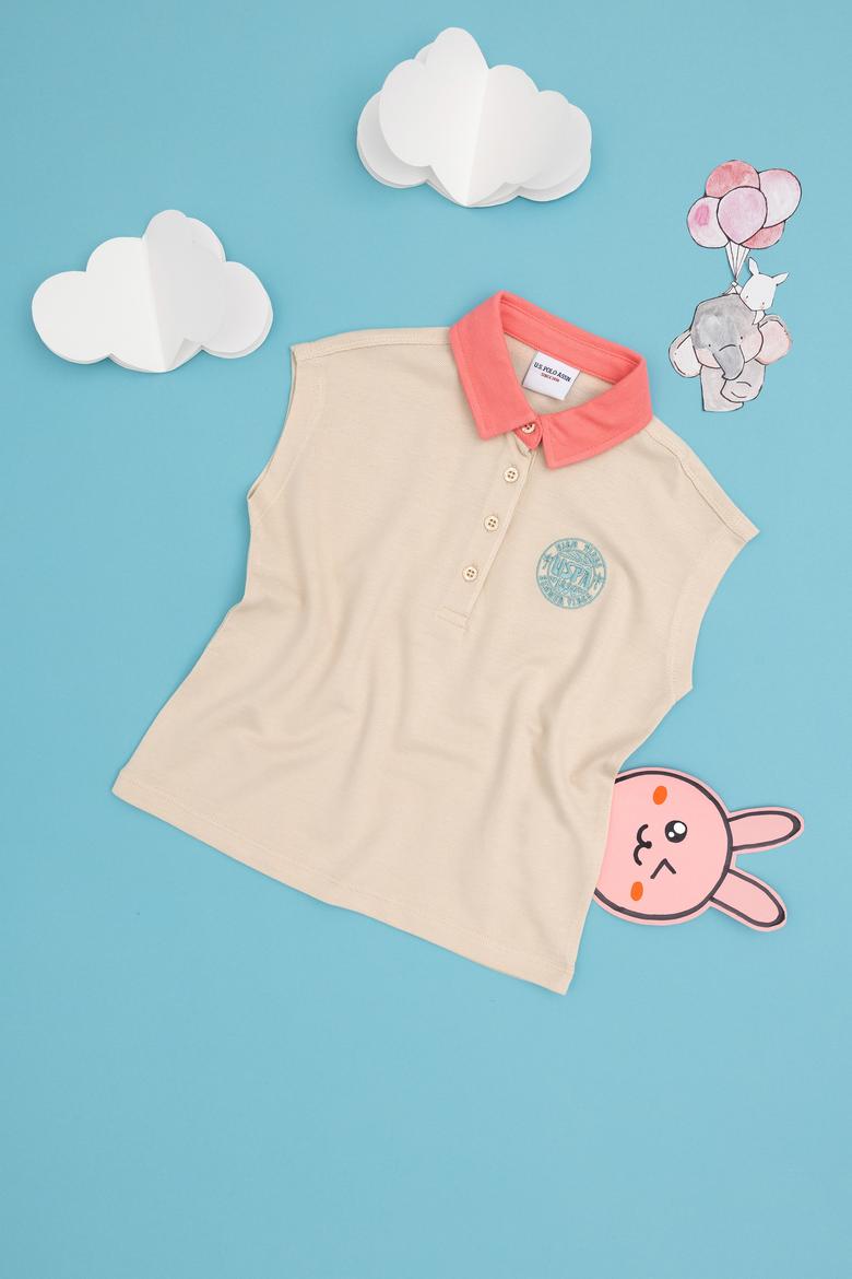 Kız Çocuk Krem Polo Yaka Tişört - 50288435033