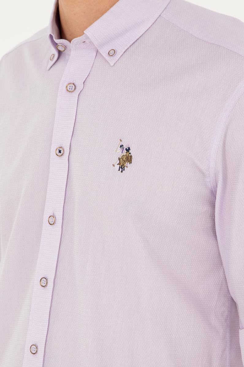 Erkek Lila Uzun Kollu Basic Gömlek