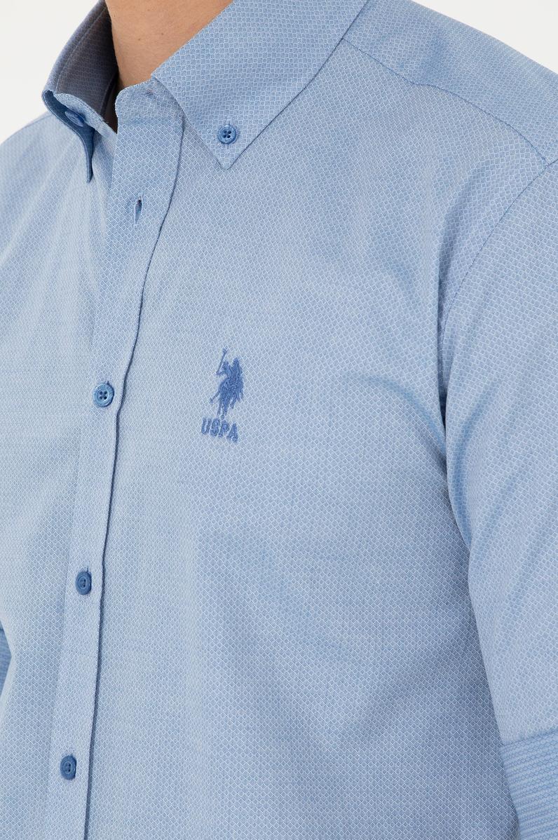 Erkek Saks Uzun Kollu Gömlek