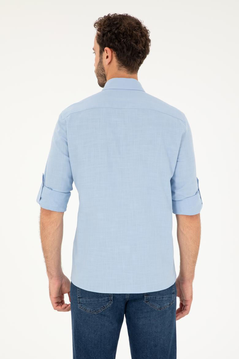 Erkek Açık Mavi Uzun Kollu Gömlek - 50283718009
