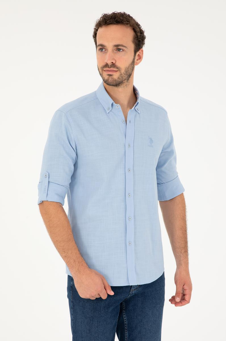 Erkek Açık Mavi Uzun Kollu Gömlek