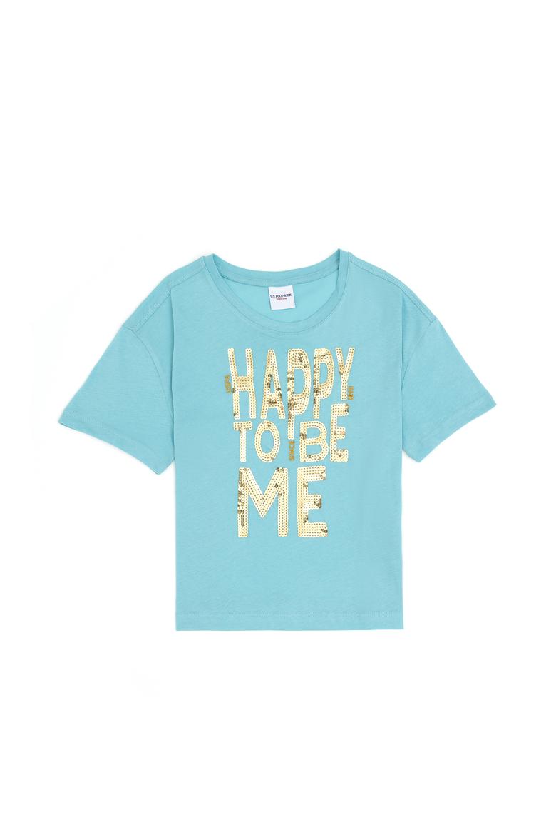 Kız Çocuk Mint Bisiklet Yaka Tişört