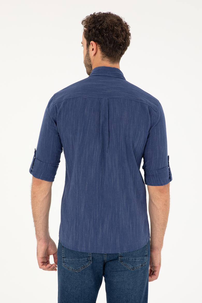 Erkek Lacivert Uzun Kollu Gömlek - 50283753006