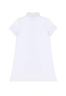 Kız Çocuk Beyaz Polo Yaka Kısa Kollu Örme Elbise - 50283331020