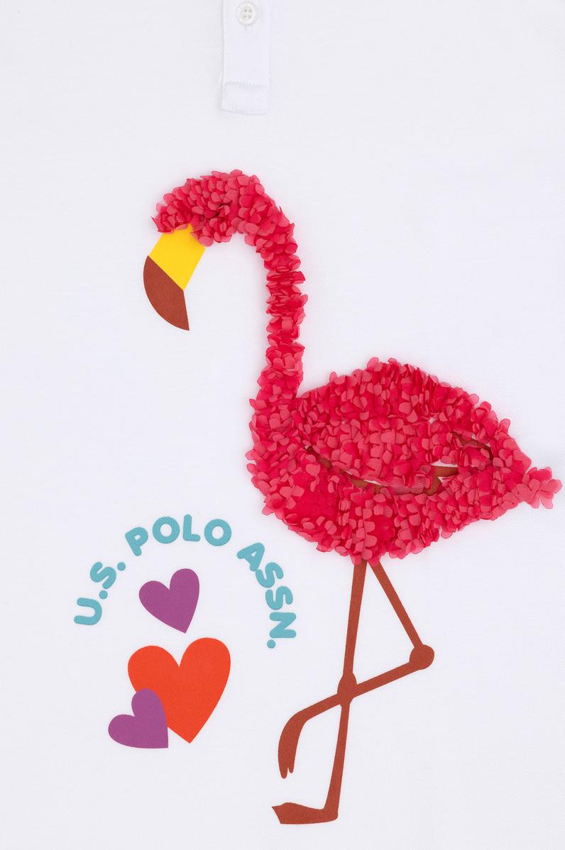 Kız Çocuk Beyaz Polo Yaka Kısa Kollu Örme Elbise