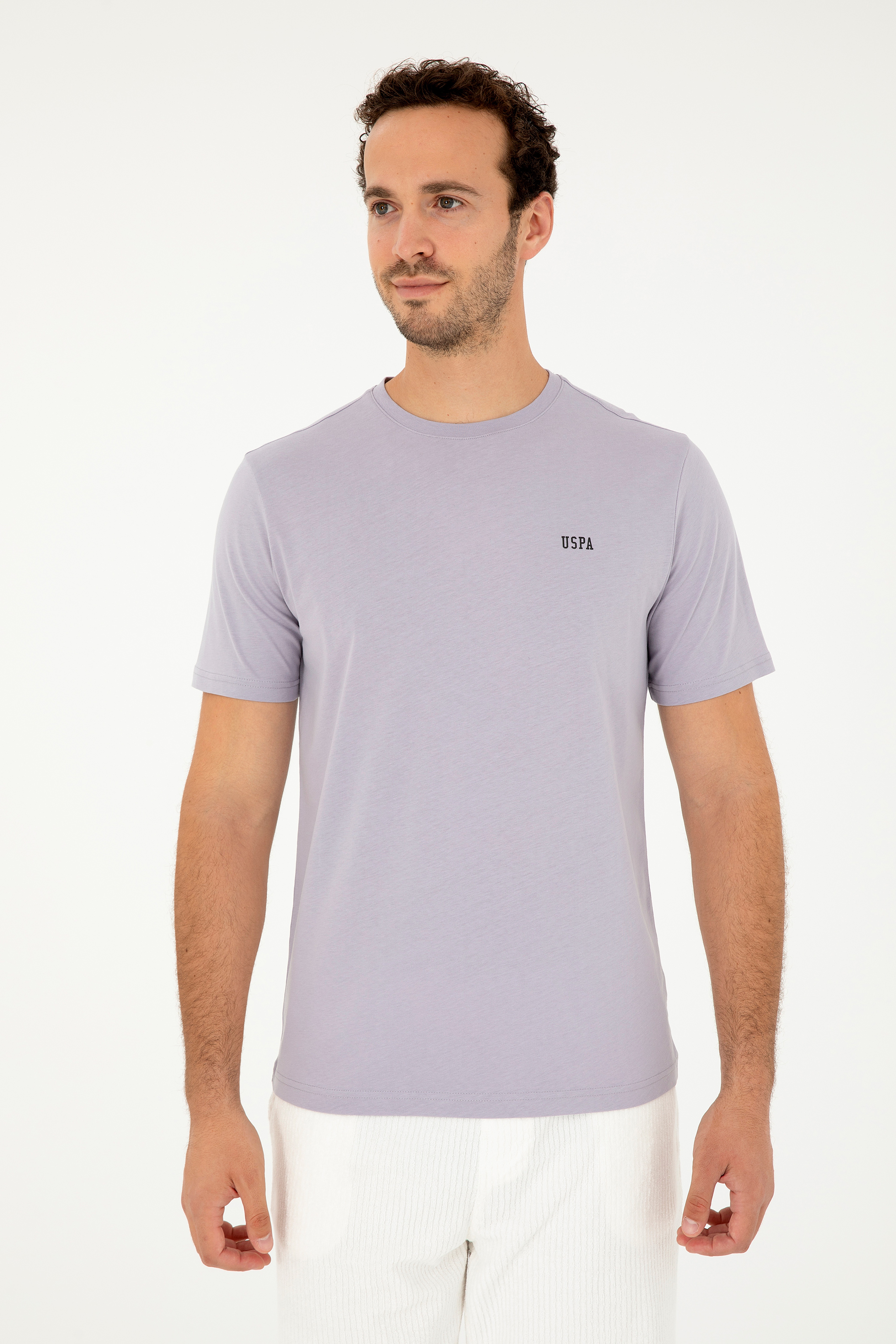Erkek Regular Fit Bisiklet Yaka Gri Basic Tişört - Image 3