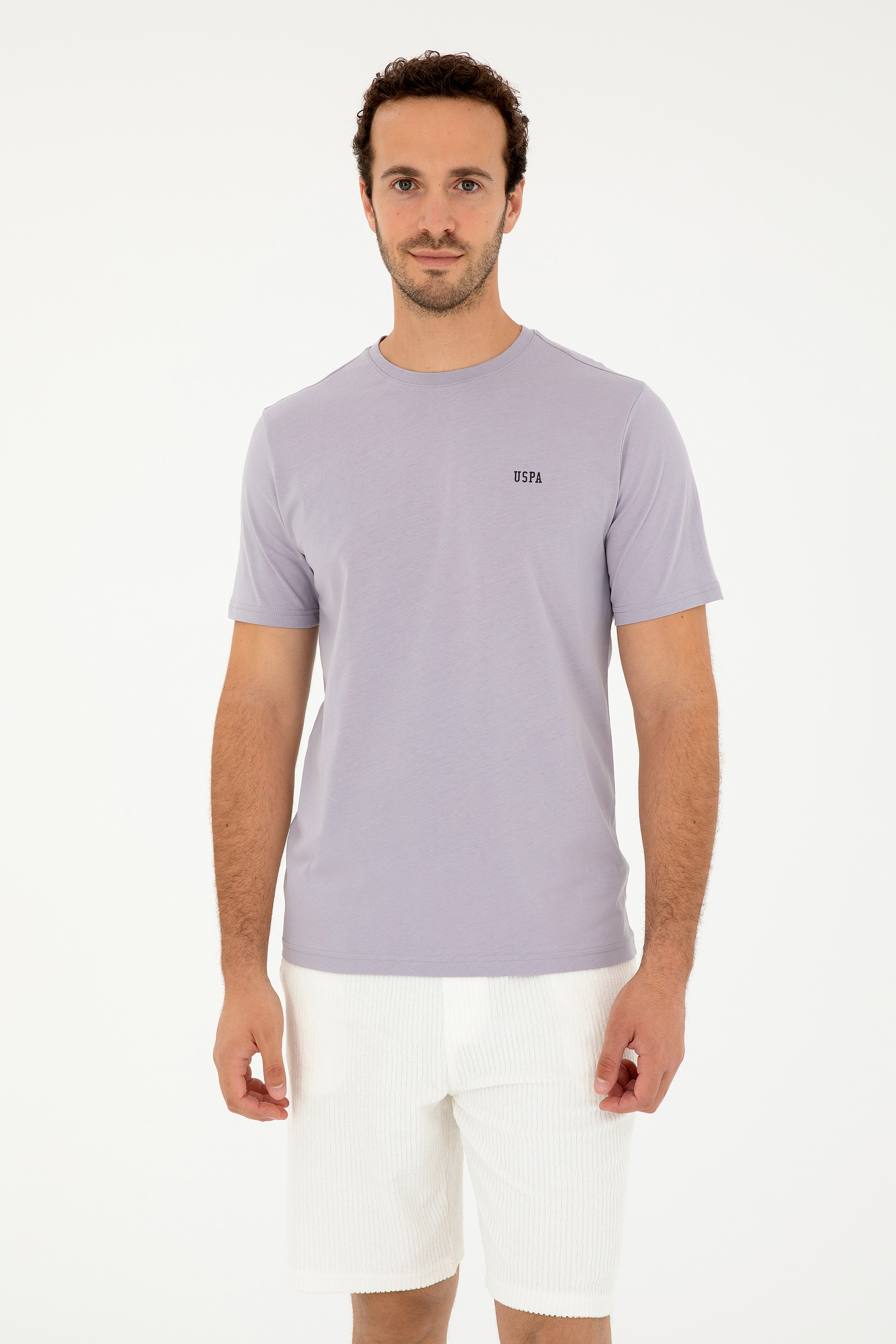 Erkek Regular Fit Bisiklet Yaka Gri Basic Tişört
