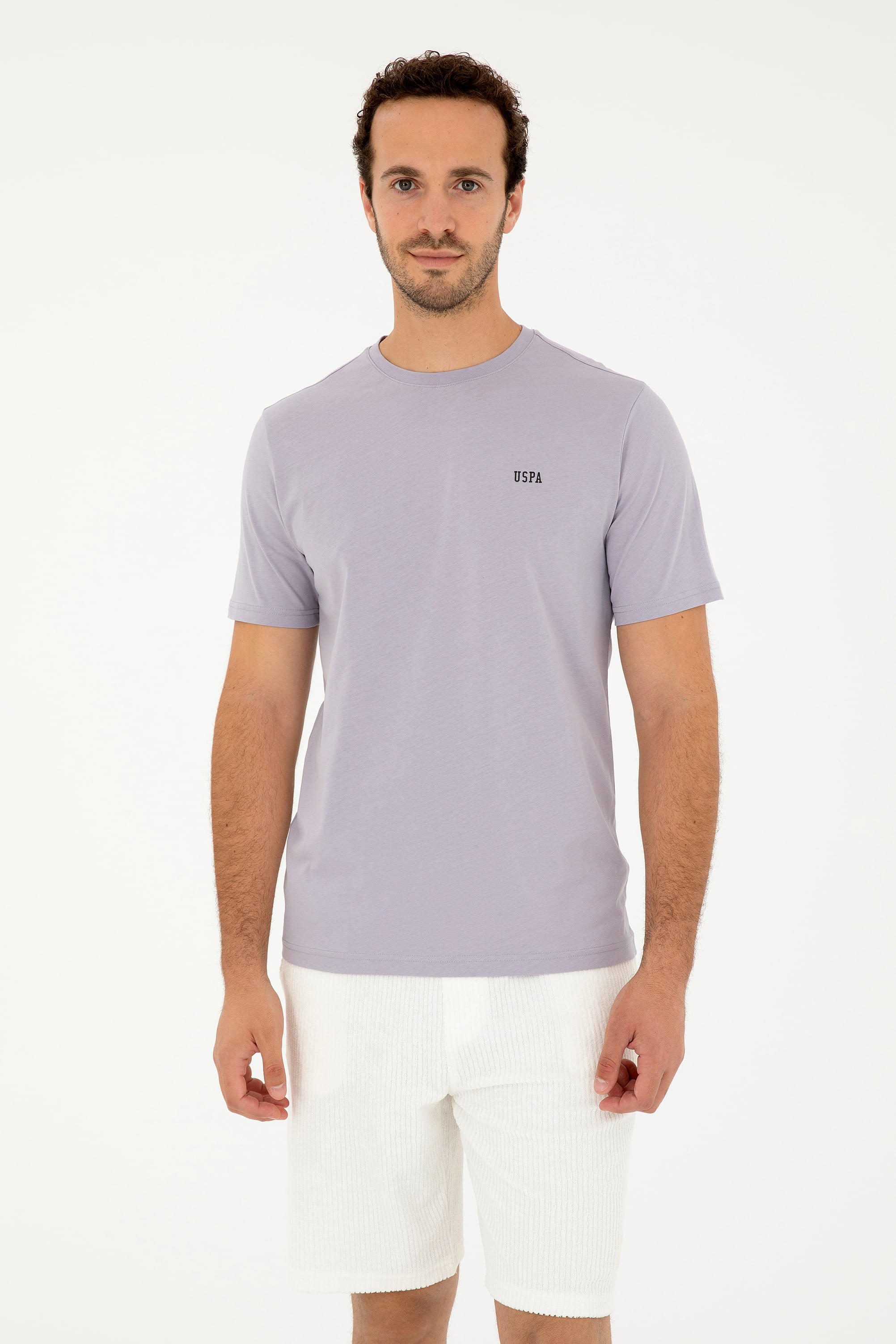 Erkek Regular Fit Bisiklet Yaka Gri Basic Tişört
