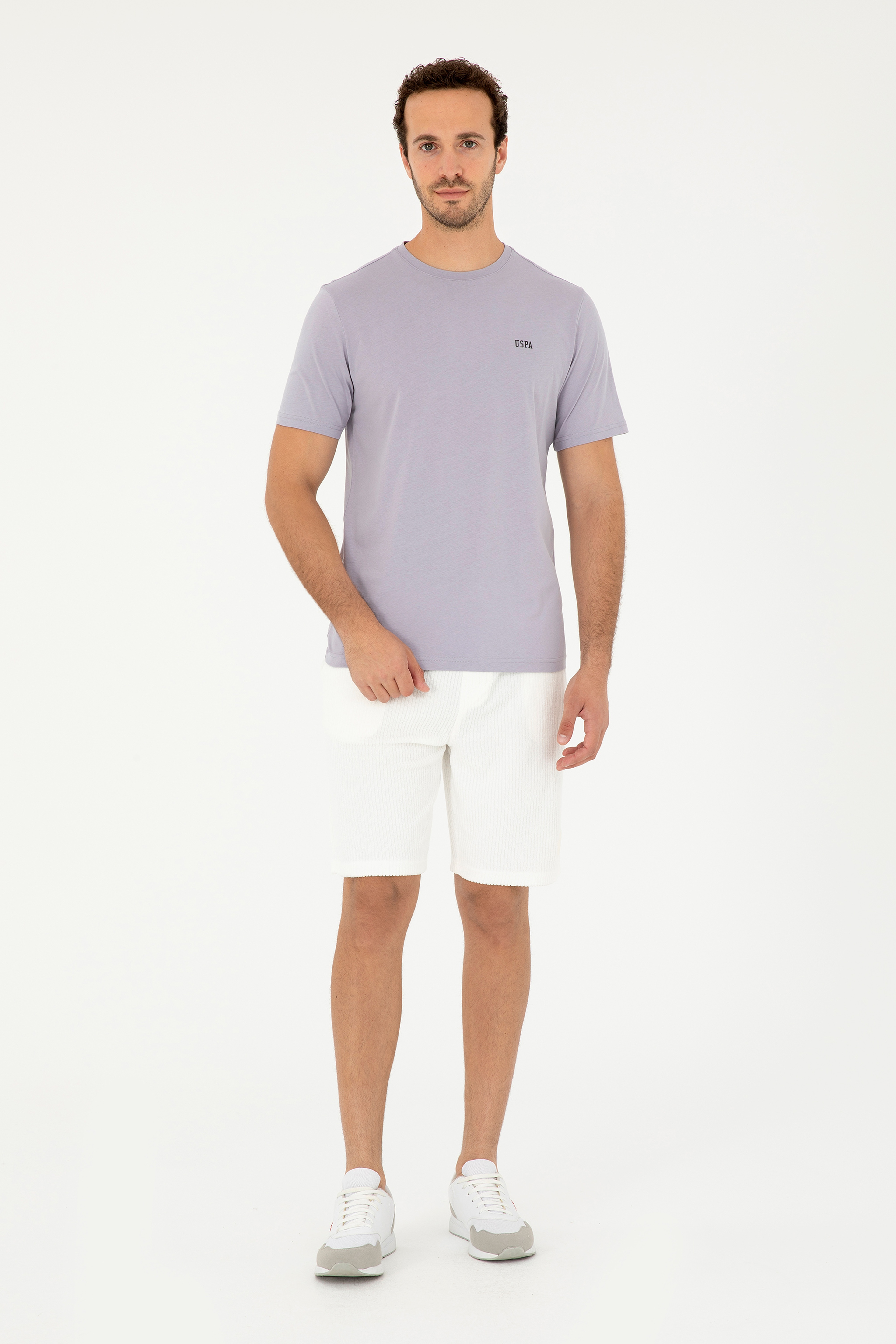 Erkek Regular Fit Bisiklet Yaka Gri Basic Tişört