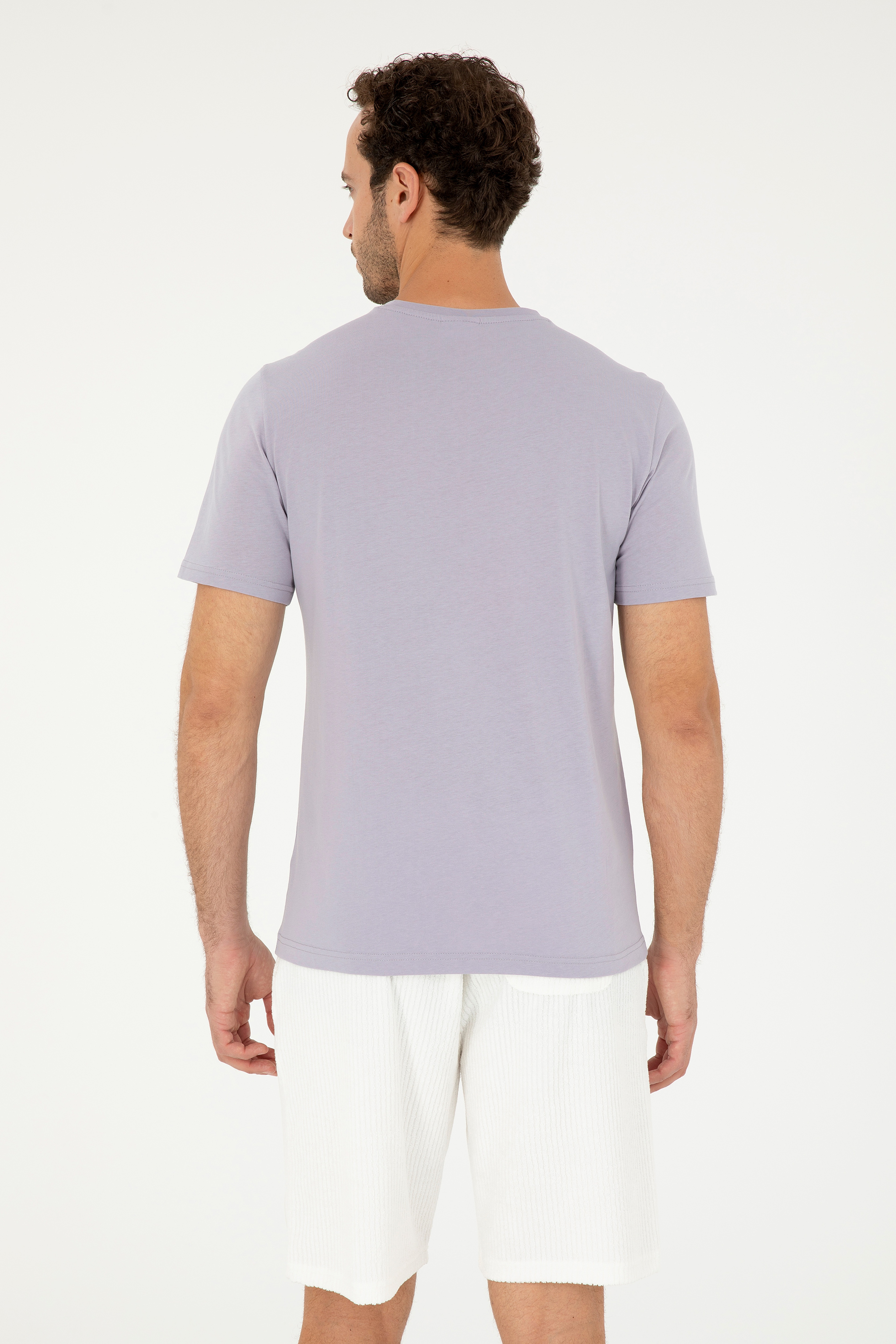 Erkek Regular Fit Bisiklet Yaka Gri Basic Tişört