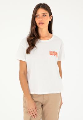 Kadın Ekru Bisiklet Yaka Tişört - 50286050029