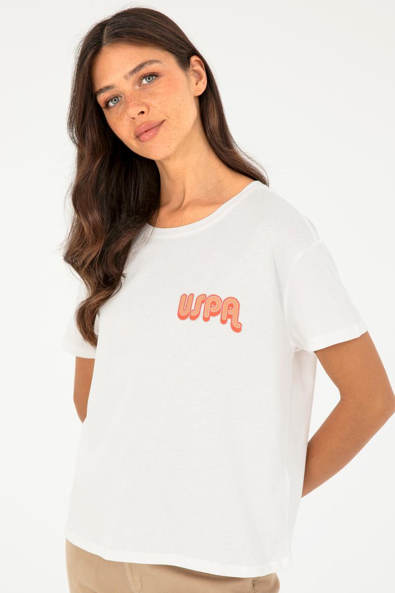 Kadın Ekru Bisiklet Yaka Tişört - 50286050029