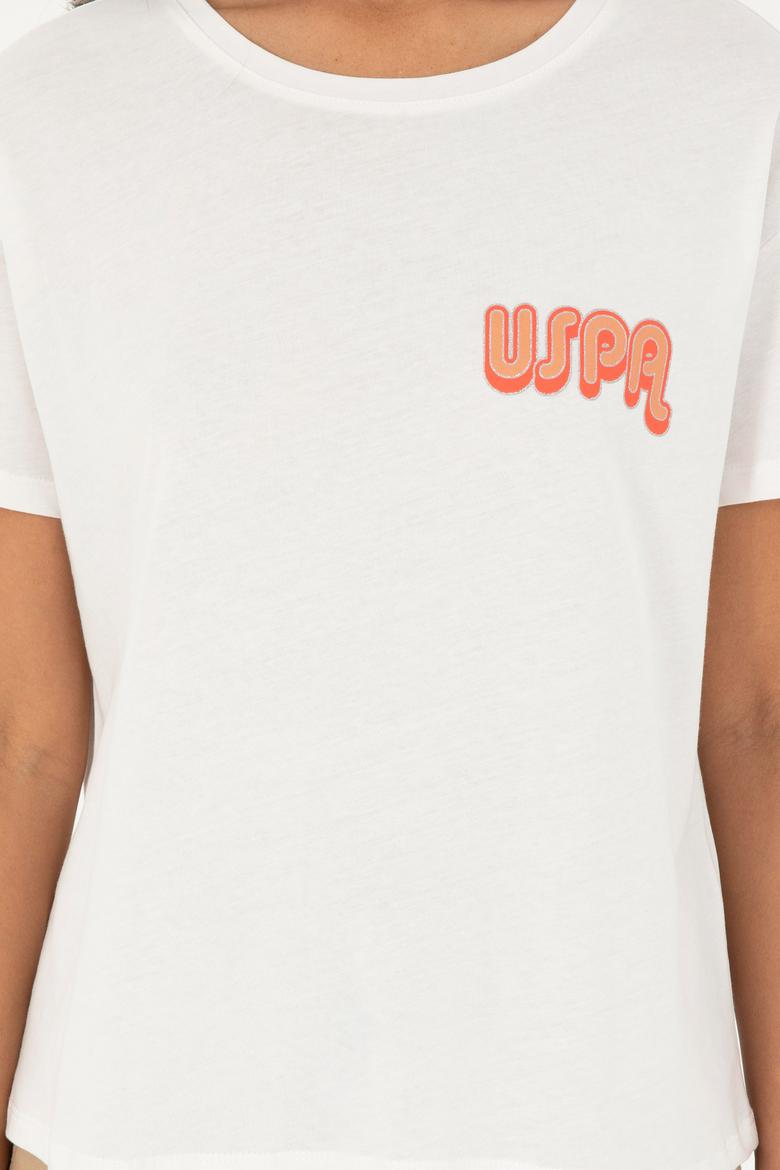 Kadın Ekru Bisiklet Yaka Tişört - 50286050029