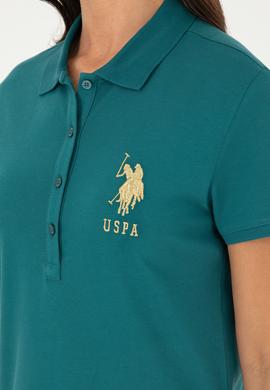 Kadın Koyu Yeşil Polo Yaka Mini Boy Örme Elbise - 50280069097