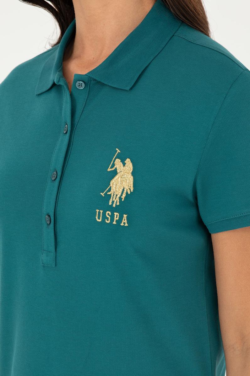 Kadın Koyu Yeşil Polo Yaka Mini Boy Örme Elbise