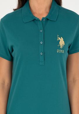 Kadın Koyu Yeşil Polo Yaka Mini Boy Örme Elbise - 50280069097