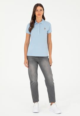 Kadın Açık Mavi Polo Yaka Tişört - 50280067063