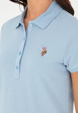 Kadın Açık Mavi Polo Yaka Tişört - 50280067063