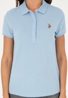 Kadın Açık Mavi Polo Yaka Tişört - 50280067063