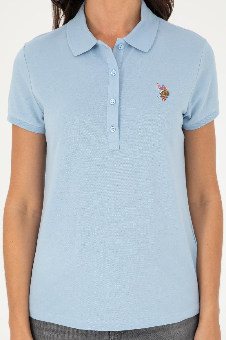 Kadın Açık Mavi Polo Yaka Tişört - 50280067063