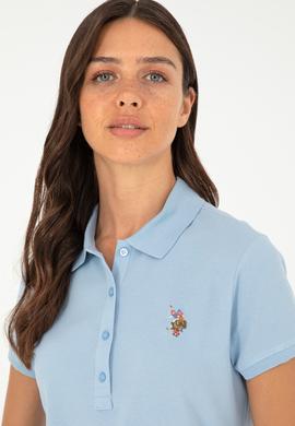 Kadın Açık Mavi Polo Yaka Tişört - 50280067063