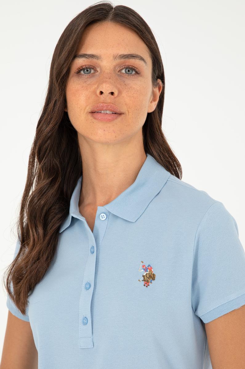 Kadın Açık Mavi Polo Yaka Tişört