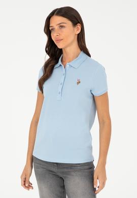 Kadın Açık Mavi Polo Yaka Tişört - 50280067063