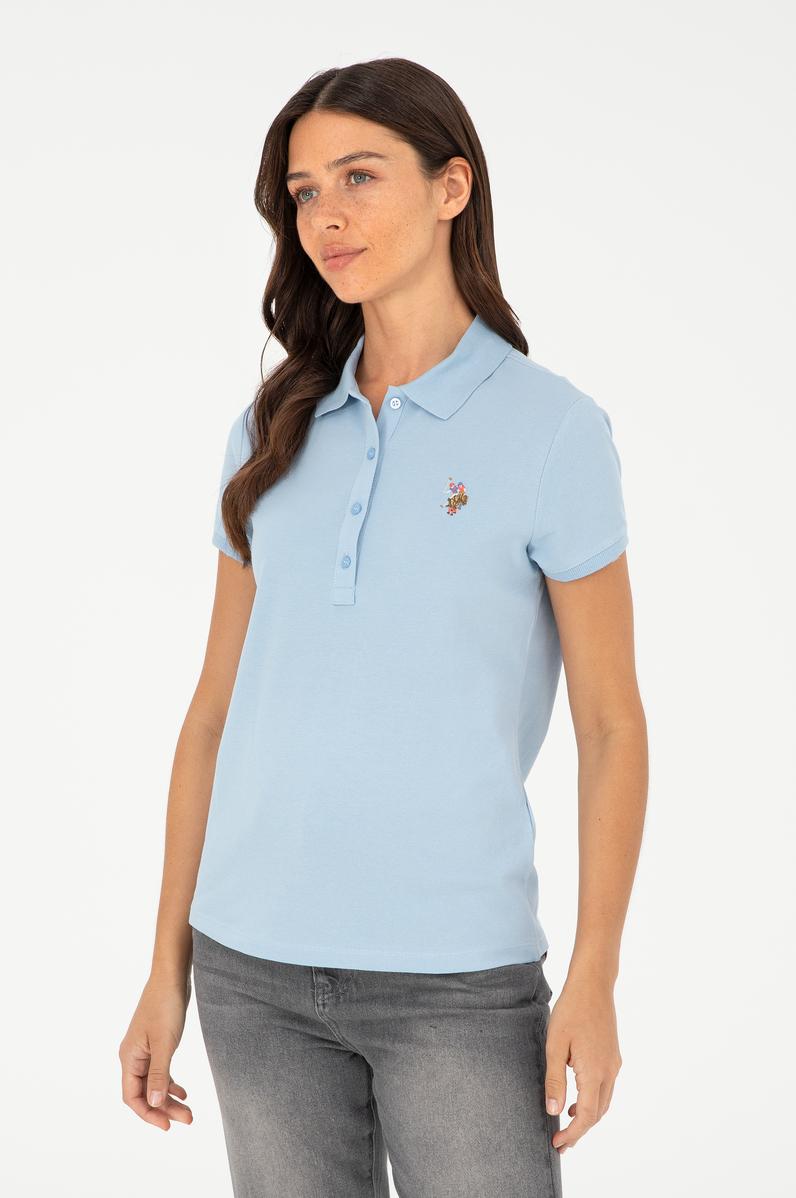 Kadın Açık Mavi Polo Yaka Tişört