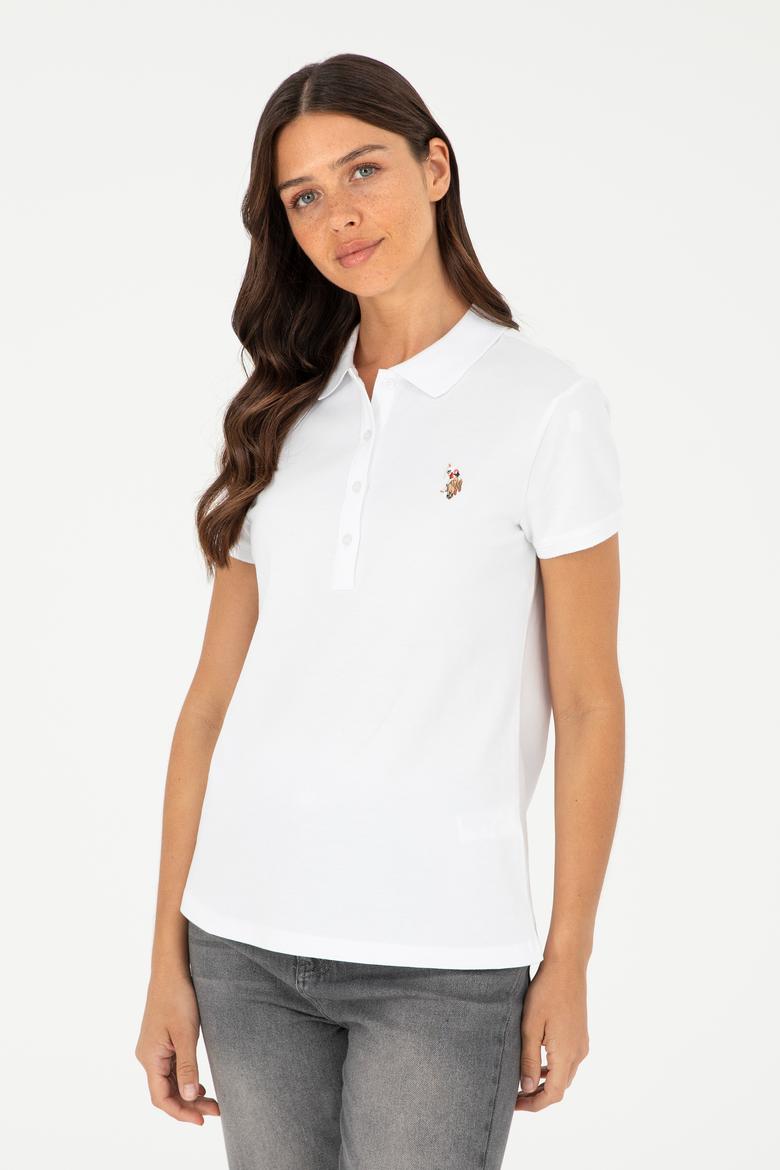 Kadın Beyaz Polo Yaka Tişört