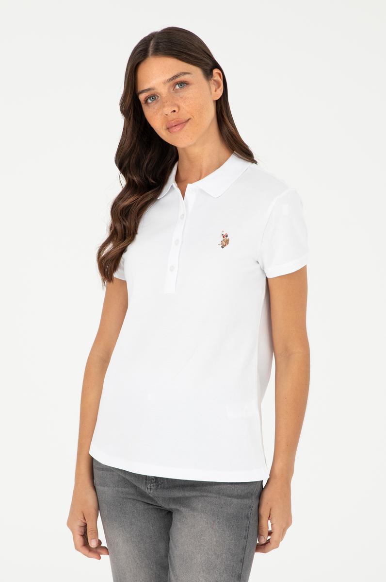 Kadın Beyaz Polo Yaka Tişört