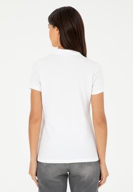 Kadın Beyaz Polo Yaka Tişört - 50280067007
