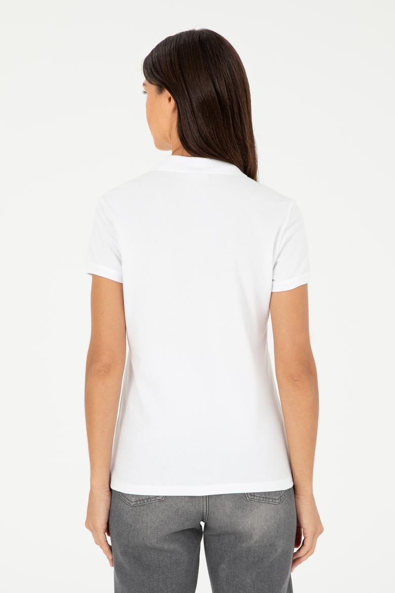 Kadın Beyaz Polo Yaka Tişört - 50280067007