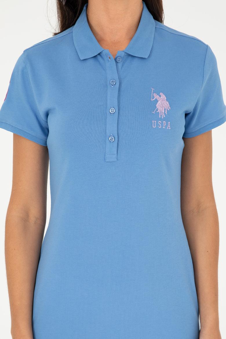 Kadın Koyu Mavi Polo Yaka Mini Boy Örme Elbise - 50280064151