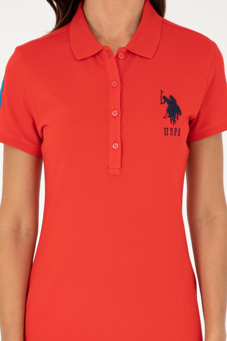 Kadın Kırmızı Polo Yaka Mini Boy Örme Elbise - 50280064073