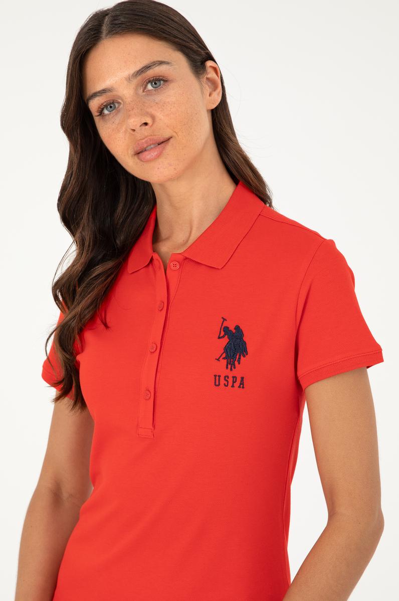 Kadın Kırmızı Polo Yaka Mini Boy Örme Elbise