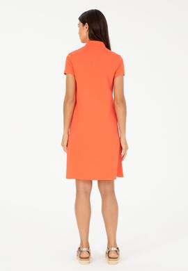 Kadın Nar Çiçeği Polo Yaka Mini Boy Örme Elbise - 50280038056