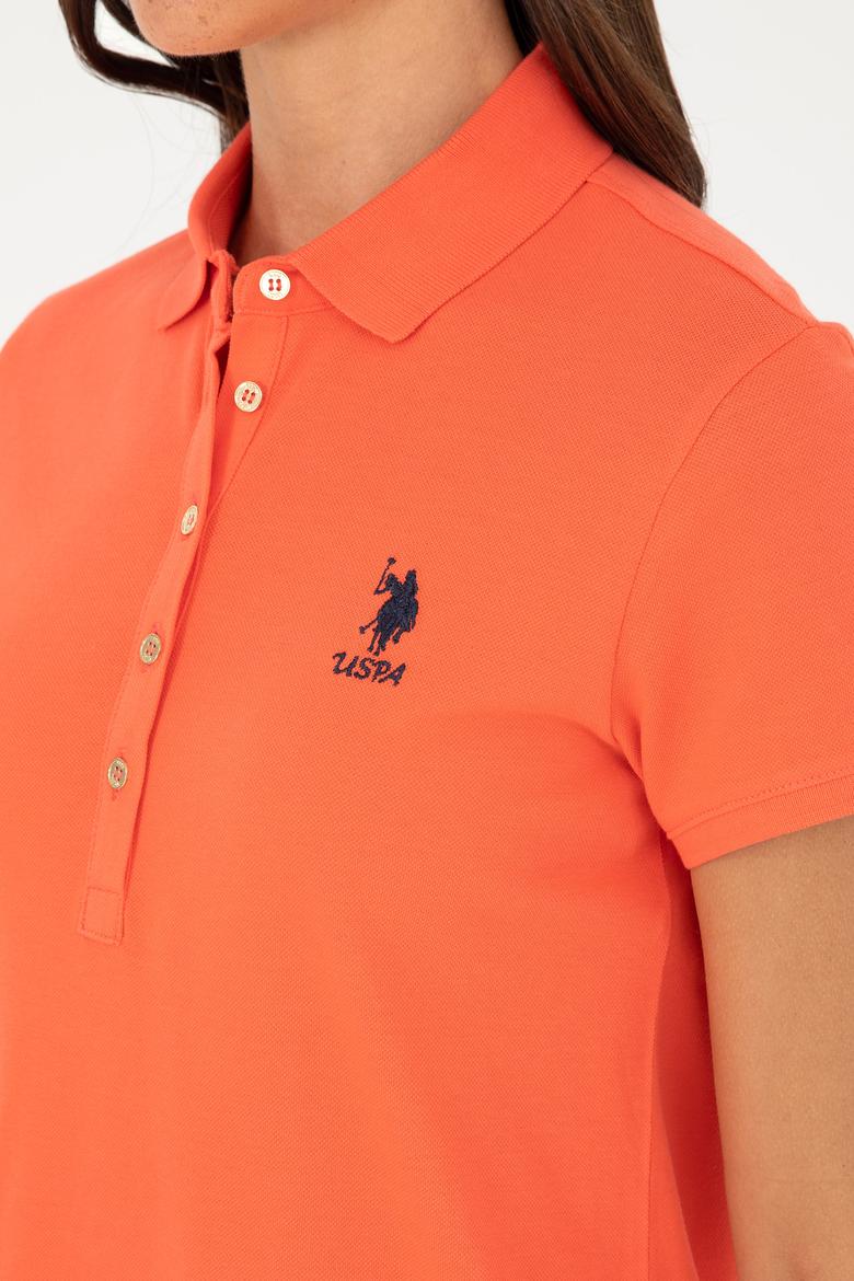 Kadın Nar Çiçeği Polo Yaka Mini Boy Örme Elbise - 50280038056