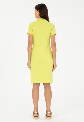 Kadın Fıstık Yeşili Polo Yaka Mini Boy Örme Elbise - 50280064156