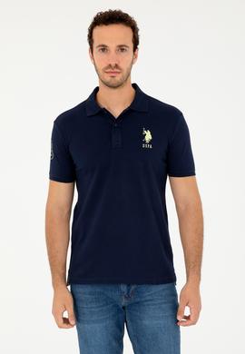 Erkek Slim Fit Polo Yaka Lacivert Basic Tişört - 50279568011