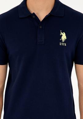 Erkek Slim Fit Polo Yaka Lacivert Basic Tişört - 50279568011
