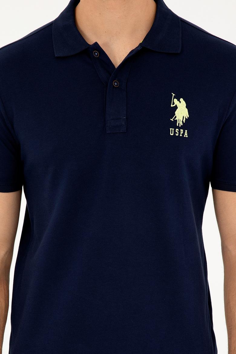 Erkek Slim Fit Polo Yaka Lacivert Basic Tişört - 50279568011