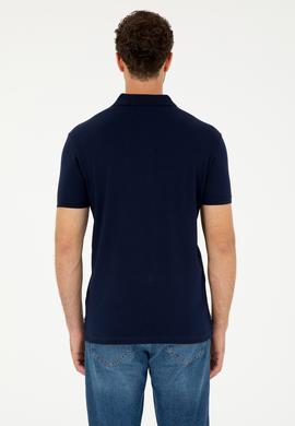 Erkek Slim Fit Polo Yaka Lacivert Basic Tişört - 50279568011