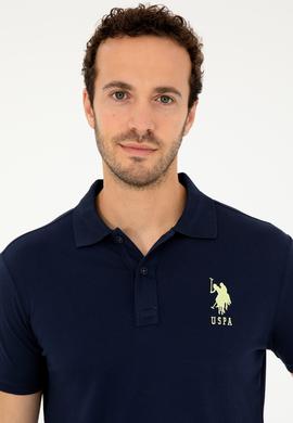 Erkek Slim Fit Polo Yaka Lacivert Basic Tişört - 50279568011