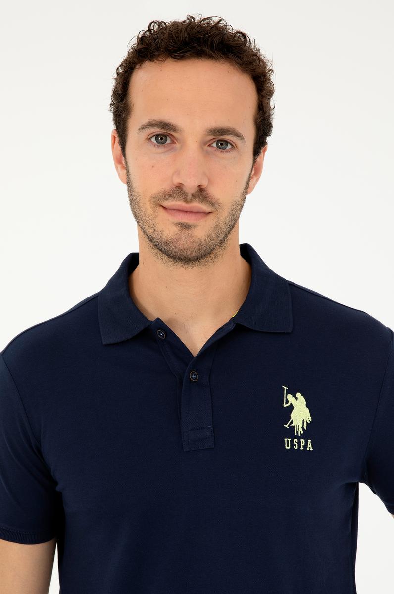 Erkek Slim Fit Polo Yaka Lacivert Basic Tişört