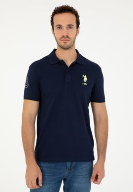 Erkek Slim Fit Polo Yaka Lacivert Basic Tişört - 50279568011